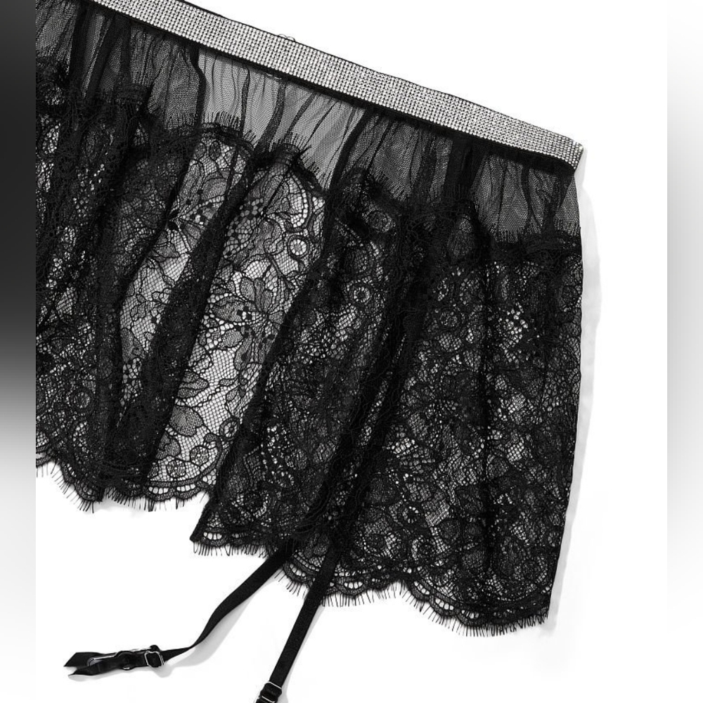 BLACK Shine Rhinestone Garter Belt Skirt | Victoria's Secret